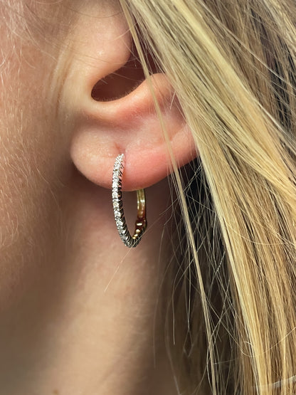 Vintage diamond and yellow gold hoop earrings