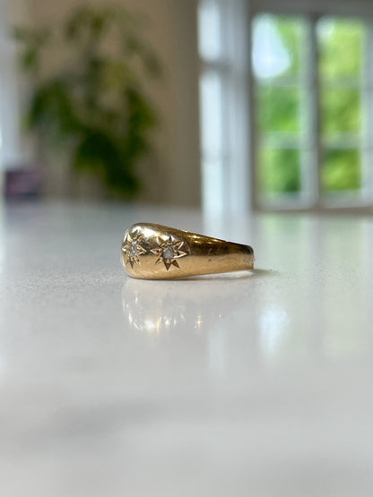 Antique starburst gypsy ring on 18ct gold