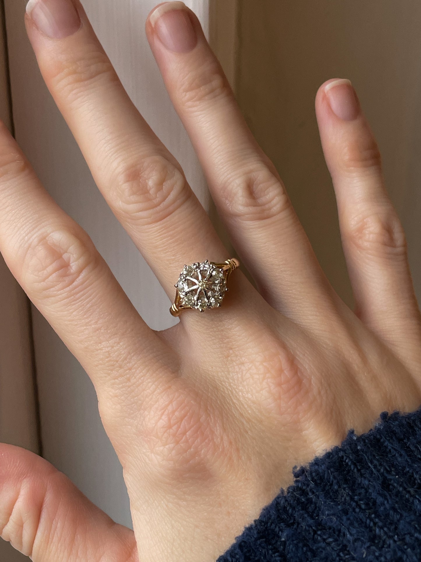 Vintage diamond cluster ring on 18ct gold