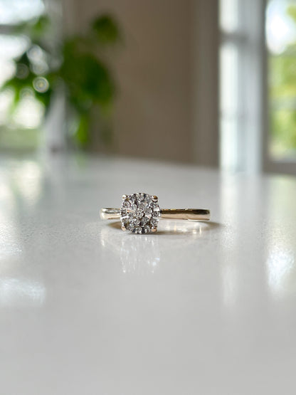 Vintage diamond cluster ring on 9ct gold