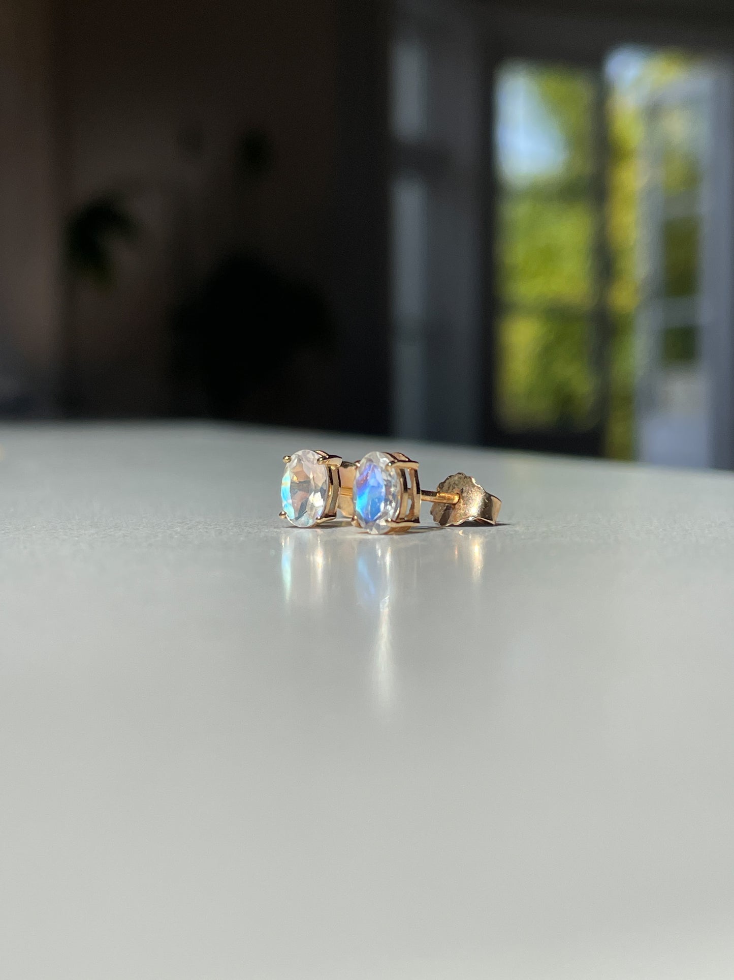 Vintage moonstone earrings on 9ct gold