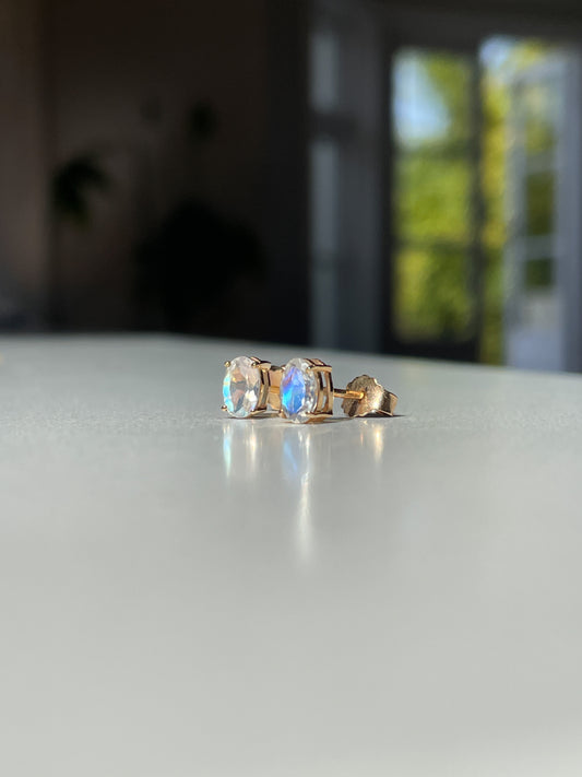 Vintage moonstone earrings on 9ct gold