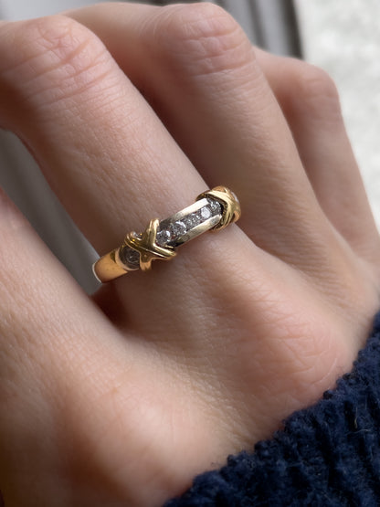 Vintage chunky diamond half hoop ring on 18ct gold