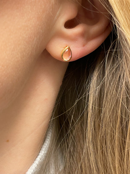 Teardrop moonstone earrings on 9ct gold