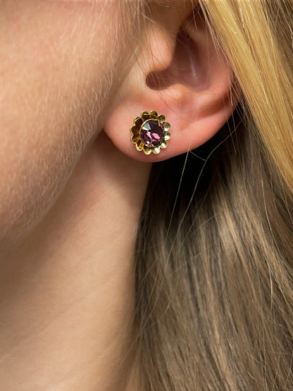 Vintage amethyst stud earrings