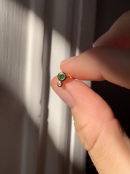 Vintage emerald and diamond drop earrings on 18ct gold