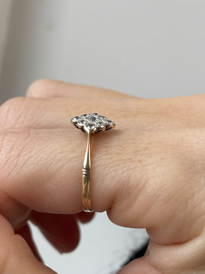 Vintage 9ct gold and platinum white spinel ring