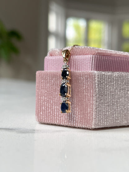 Sapphire and diamond multi stone necklace on 9ct gold
