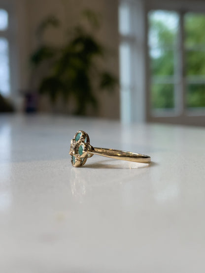 Vintage emerald and diamond ring on 9ct gold