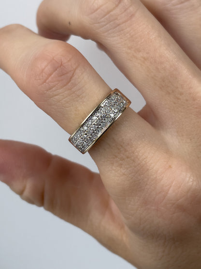 Vintage pavé set diamond band ring on 9ct gold