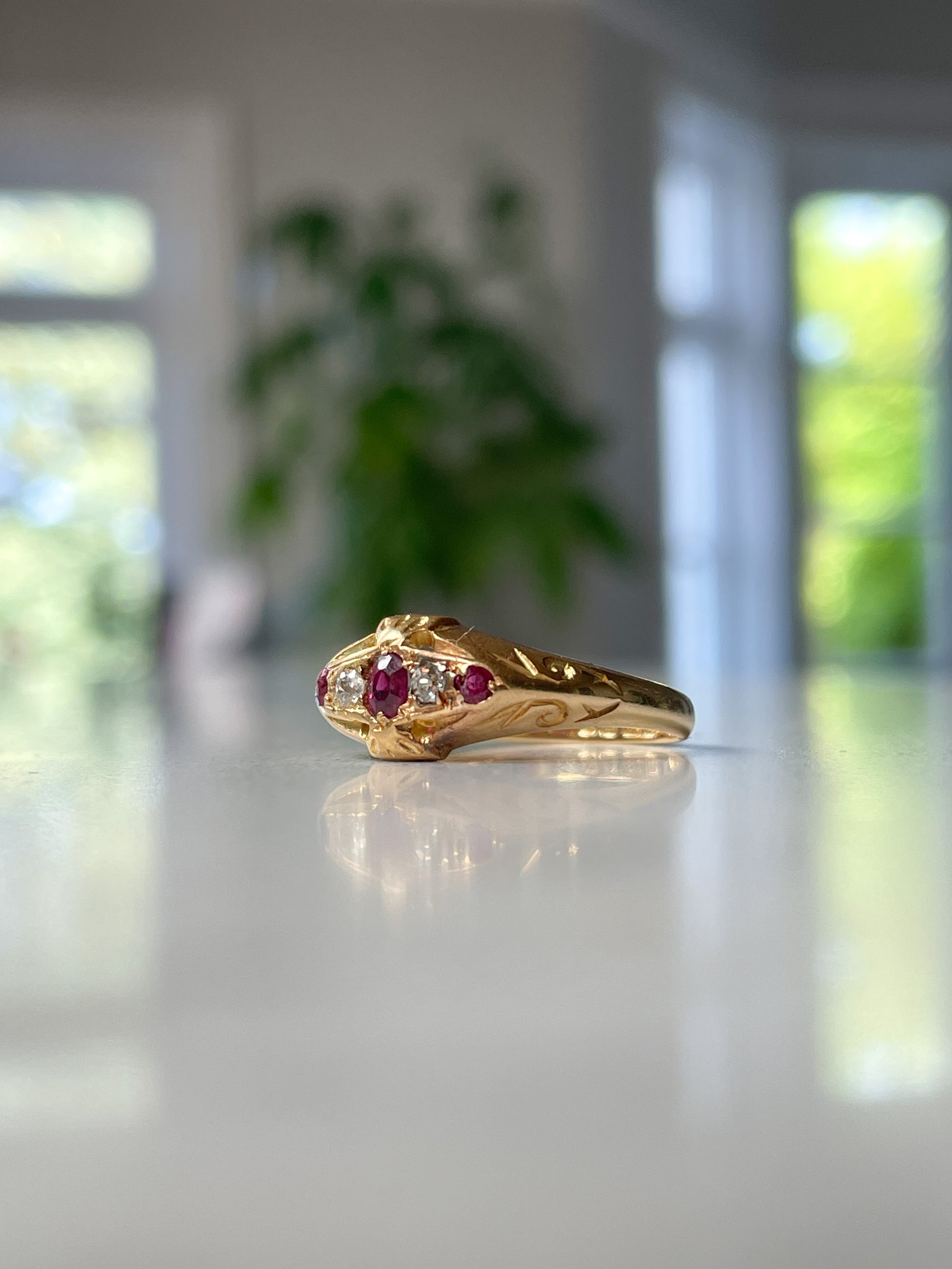 Antique ruby and diamond boat ring on 18ct gold – Forest Fox Vintage