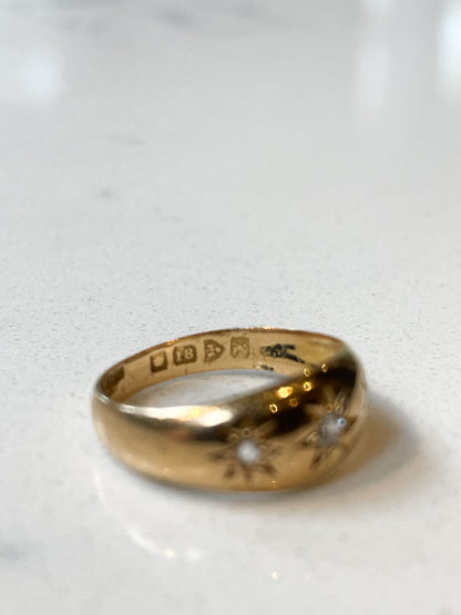 Antique starburst gypsy ring on 18ct gold