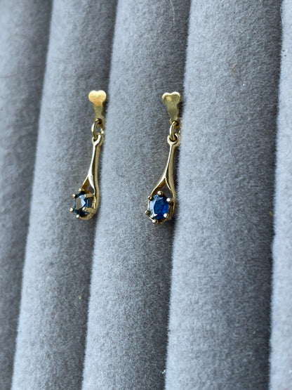 9ct gold sapphire drop earrings