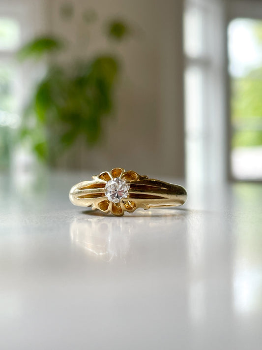 Vintage belcher diamond solitaire ring on 18ct gold