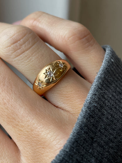 Antique starburst gypsy ring on 18ct gold