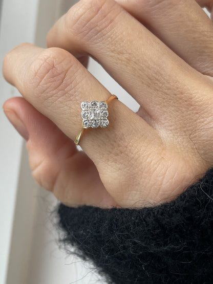 Vintage 9ct gold and platinum white spinel ring