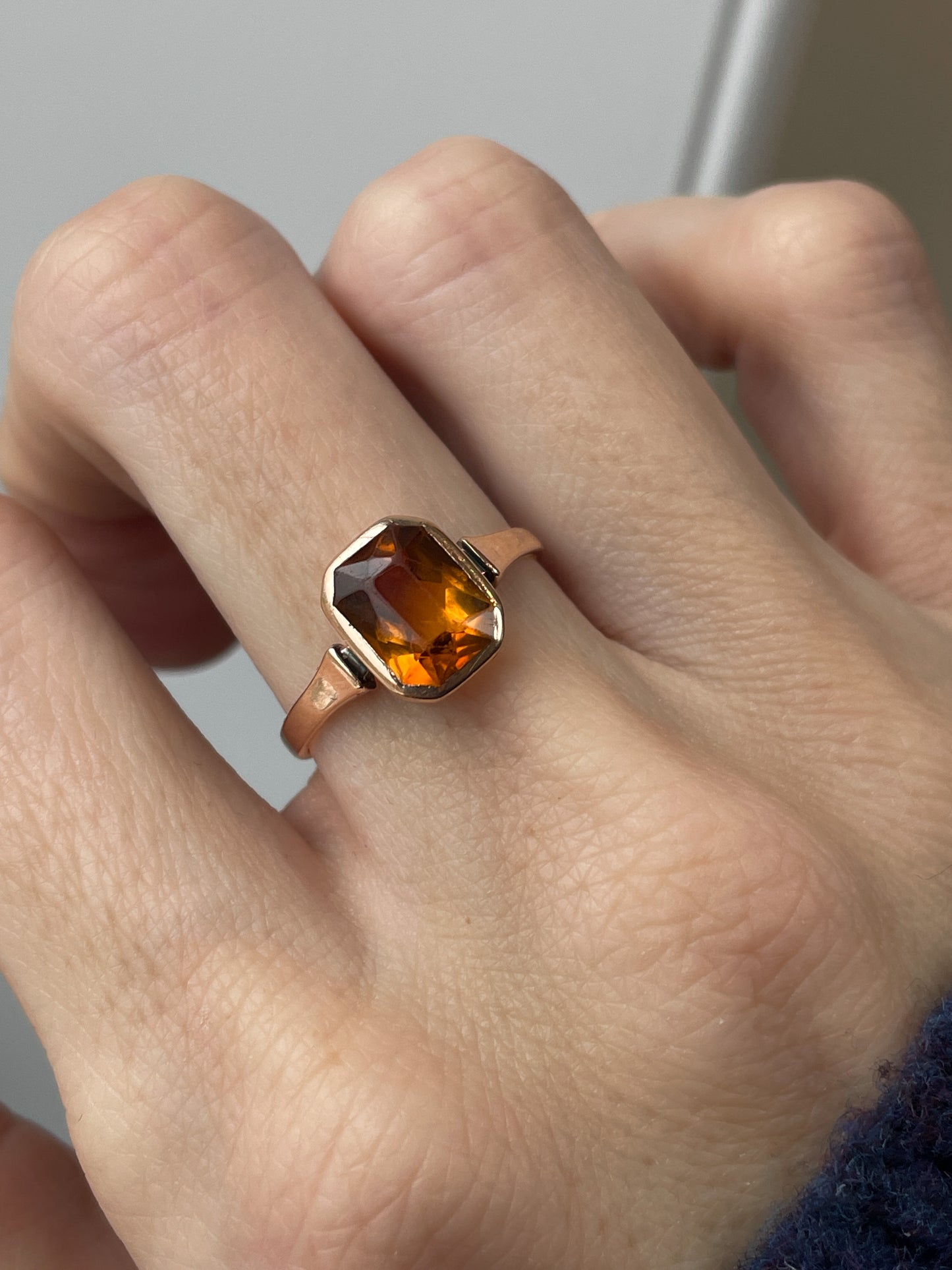 Vintage citrine ring on 9ct rose gold