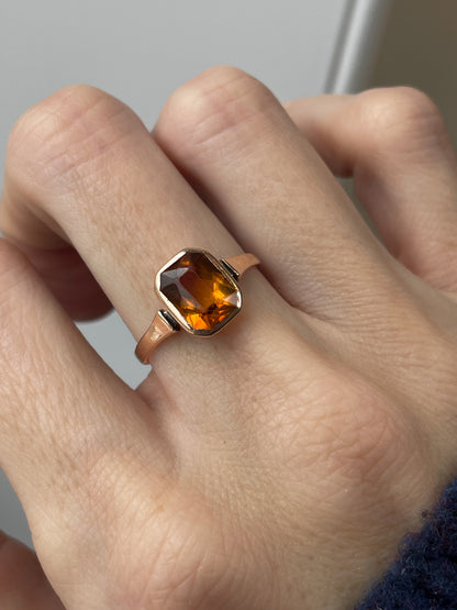 Vintage citrine ring on 9ct rose gold