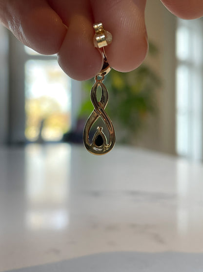 Vintage sapphire and diamond drop earrings on 9ct gold