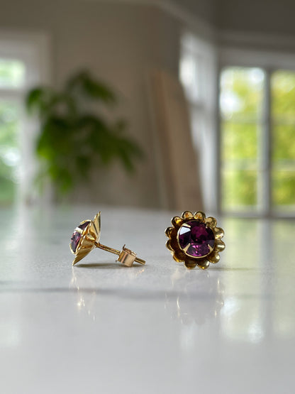 Vintage amethyst stud earrings