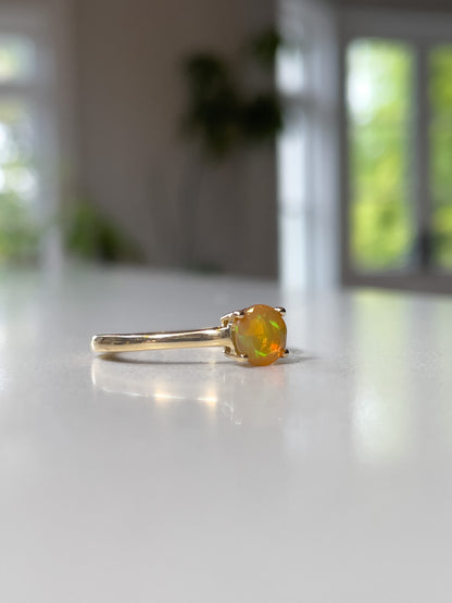 Orange opal solitaire ring