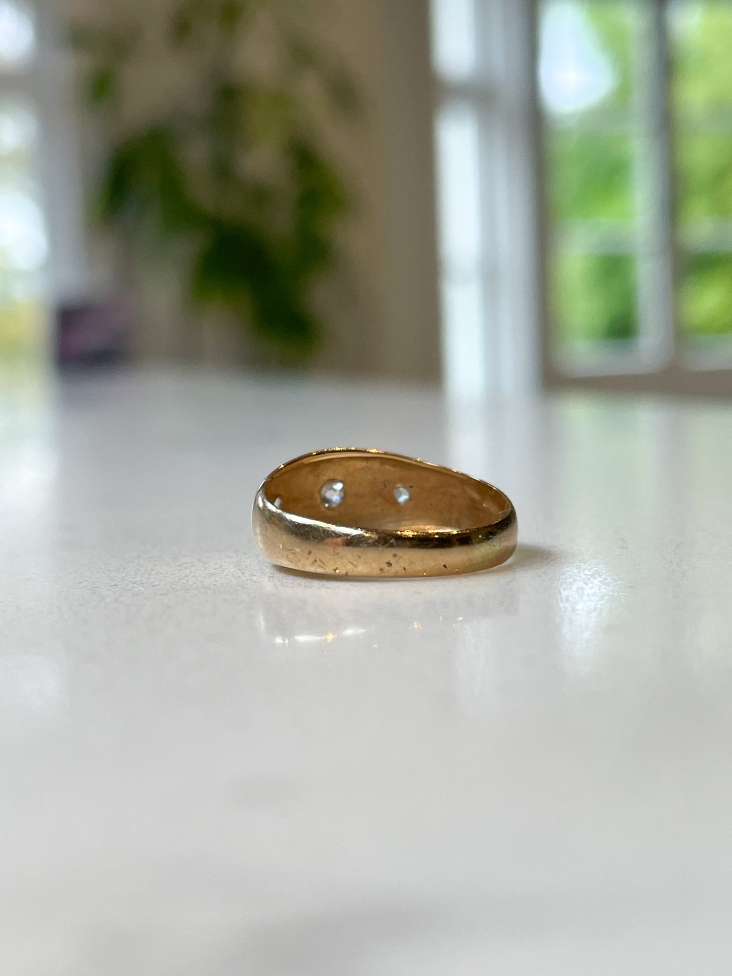 Antique starburst gypsy ring on 18ct gold