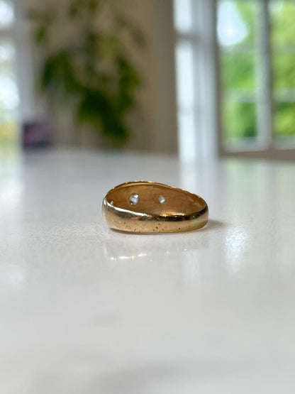 Antique starburst gypsy ring on 18ct gold