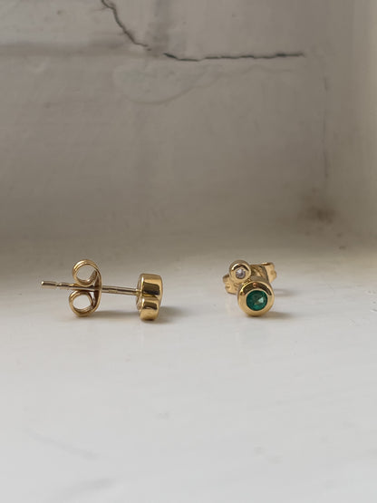 Vintage emerald and diamond drop earrings on 18ct gold