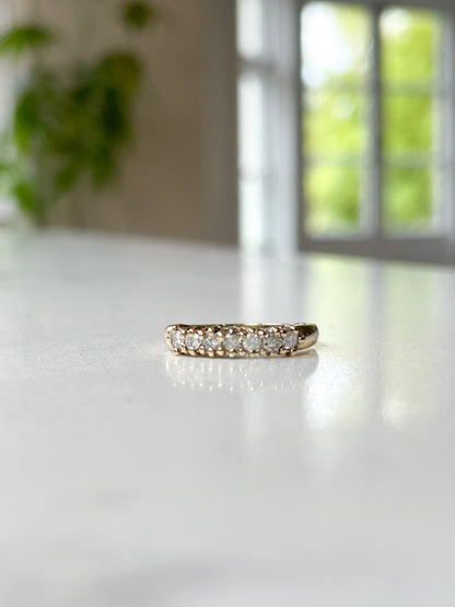 Vintage 7-stone diamond eternity ring on 9ct gold
