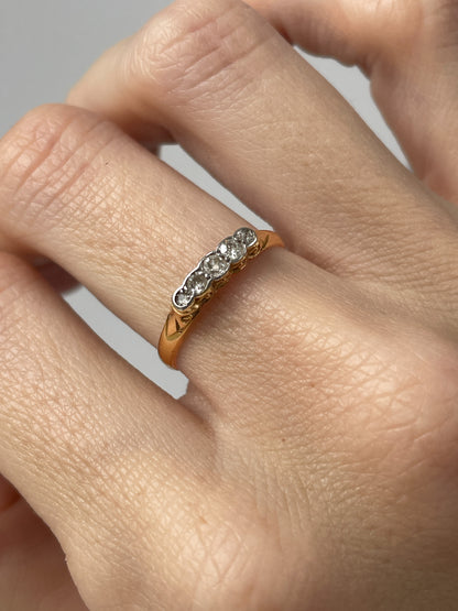 Antique diamond 5 stone ring on 18ct gold