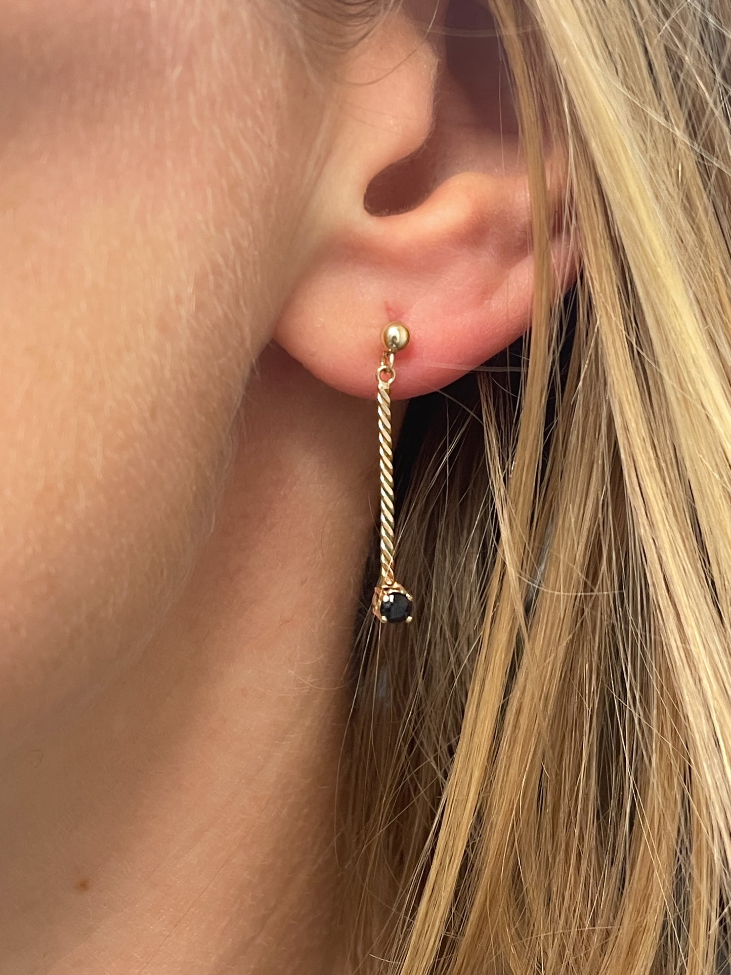 Vintage sapphire twist drop earrings