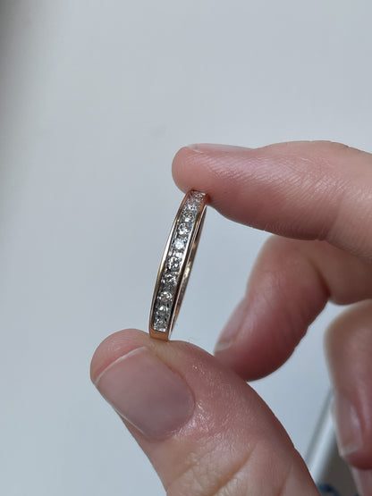 Vintage channel set diamond half eternity ring on 9ct gold