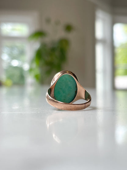 Vintage turquoise cocktail ring on 9ct rose gold
