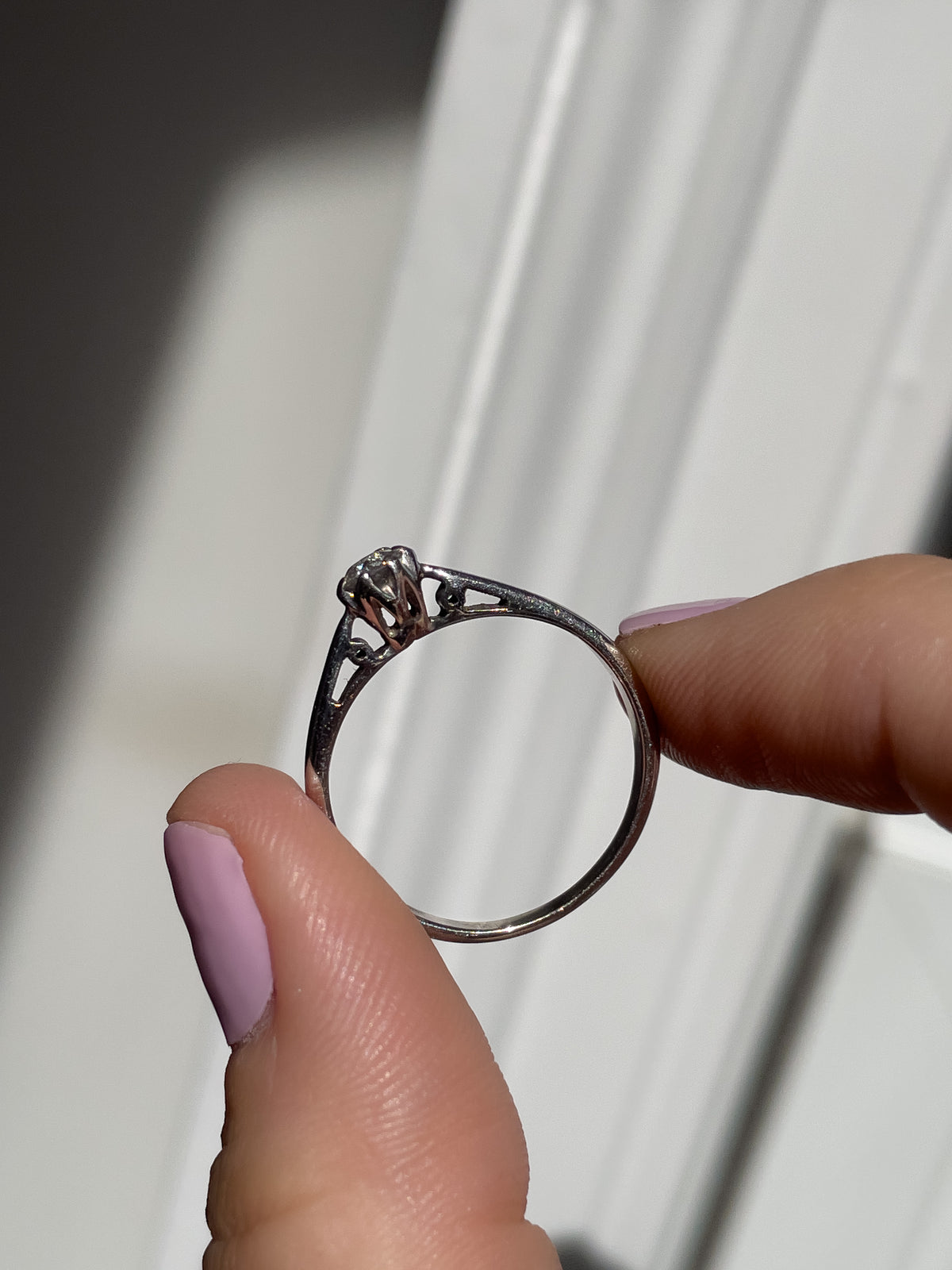 Vintage diamond solitaire ring on 9ct white gold