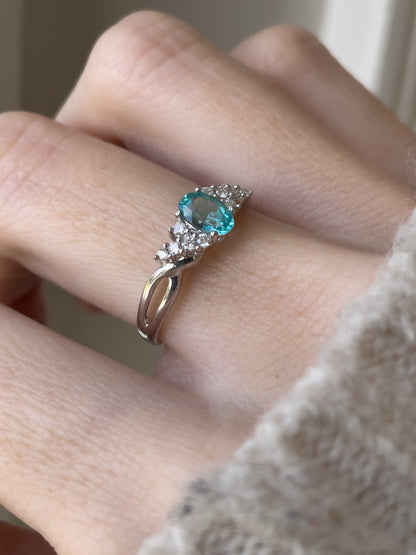 Vintage tourmaline and diamond ring on 9ct white gold