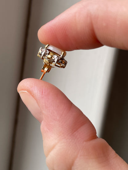 Antique opal and diamond earrings on 9ct gold
