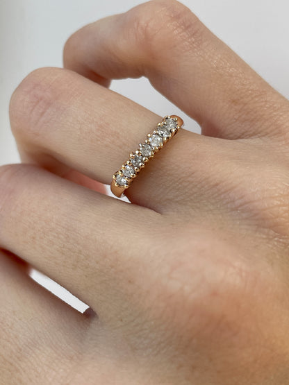 Vintage 7-stone diamond eternity ring on 9ct gold