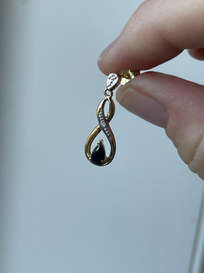 Vintage sapphire and diamond drop earrings on 9ct gold