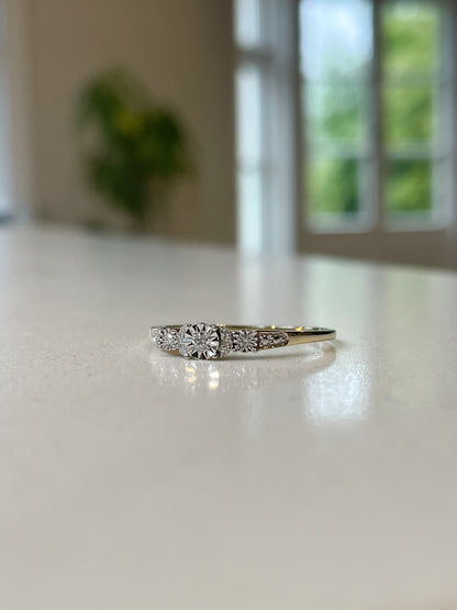 Contemporary diamond cluster ring on 9ct gold