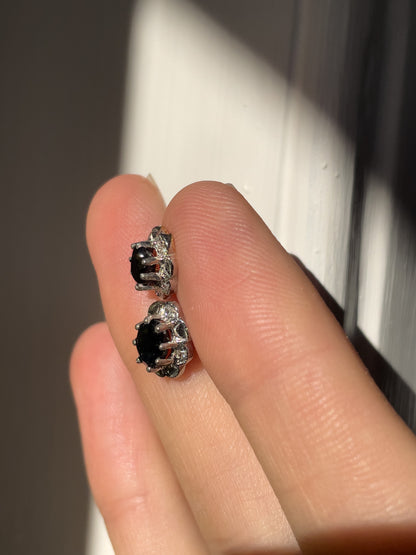 Vintage sapphire and diamond stud earrings on 9ct gold