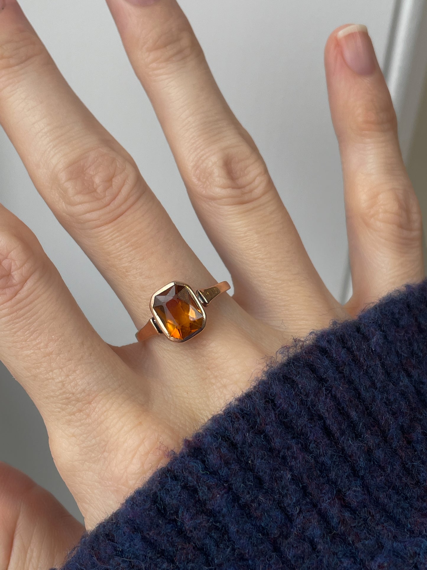 Vintage citrine ring on 9ct rose gold