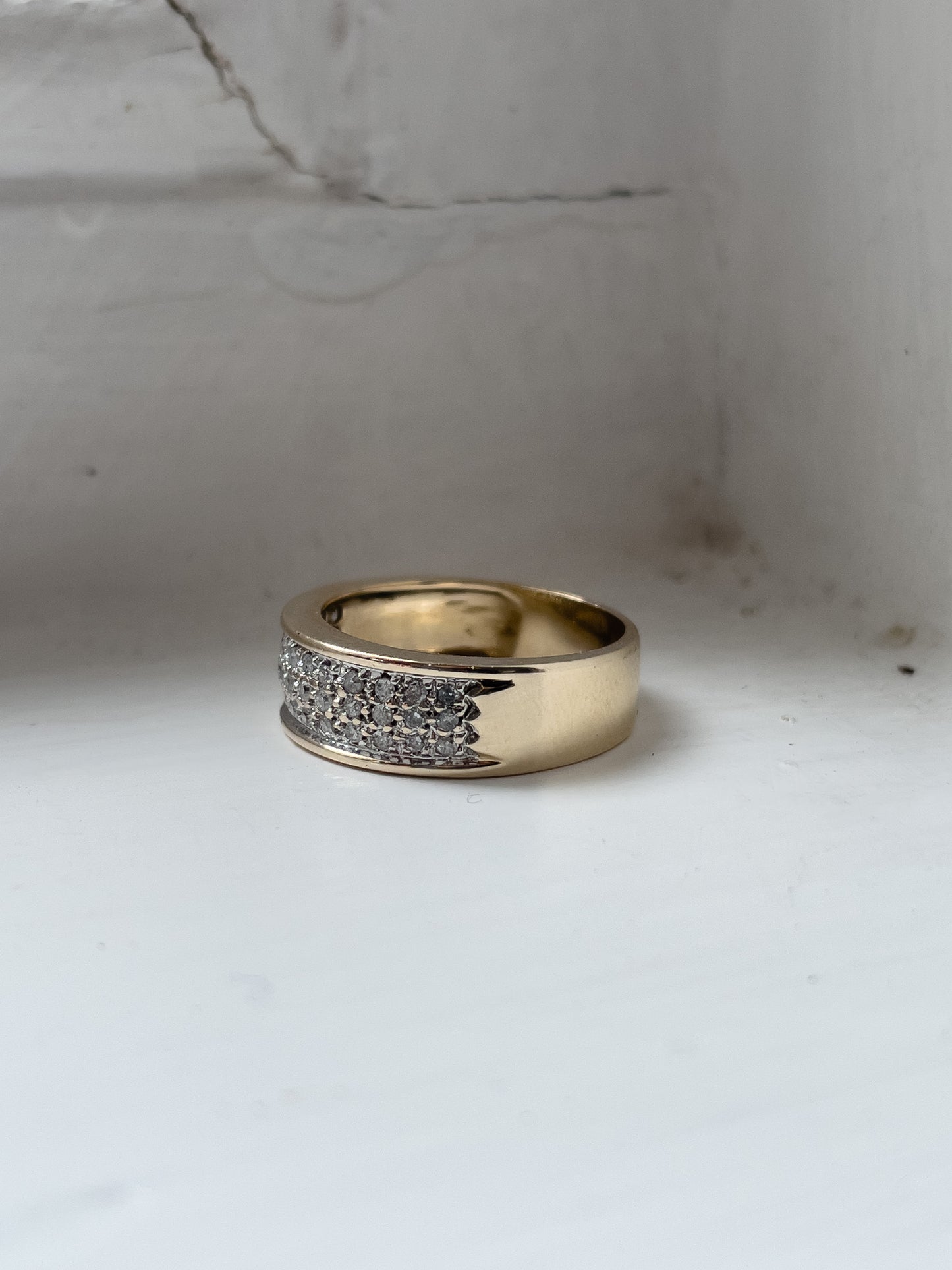 Vintage pavé set diamond band ring on 9ct gold