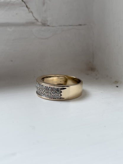Vintage pavé set diamond band ring on 9ct gold