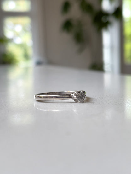 Vintage diamond solitaire ring on 9ct white gold