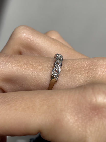 Vintage 'wavy' diamond half eternity ring on 9ct gold