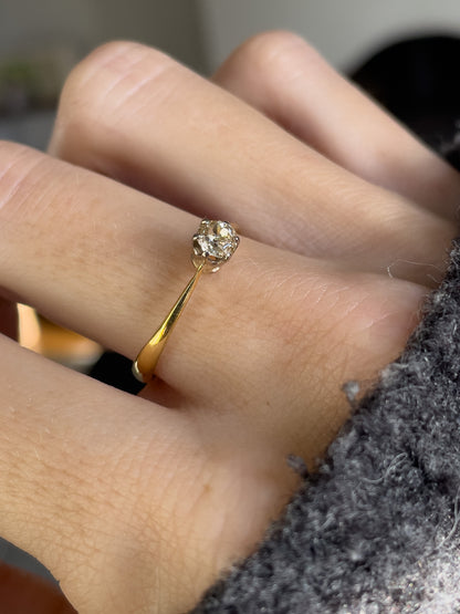 Vintage yellow diamond solitaire ring on 18ct gold
