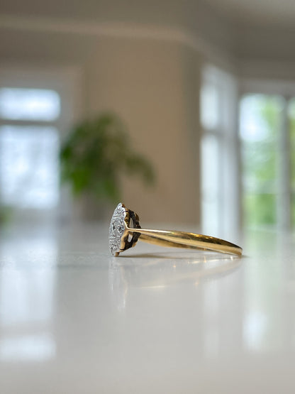 Antique art deco diamond panel ring on 18ct gold and platinum