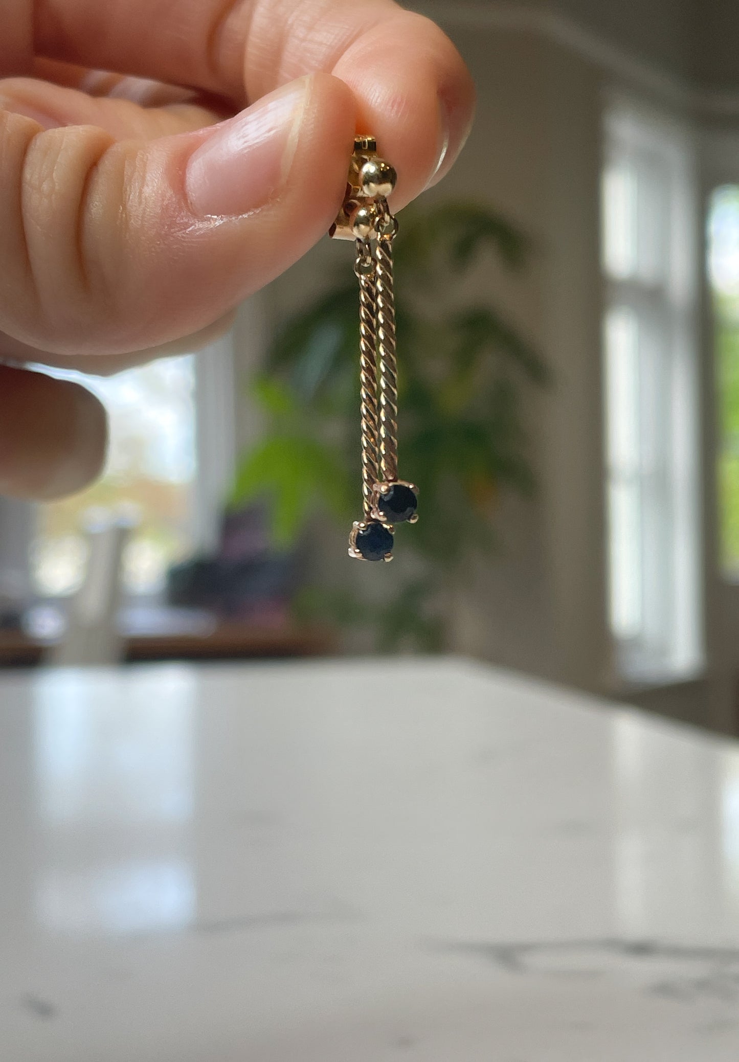 Vintage sapphire twist drop earrings