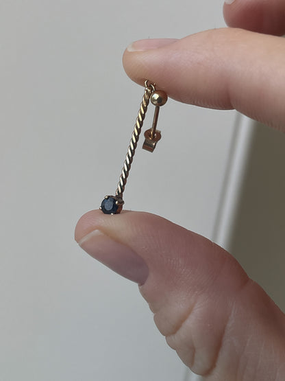 Vintage sapphire twist drop earrings