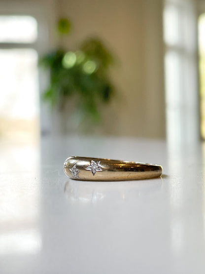 Vintage star set diamond band ring on 9ct gold